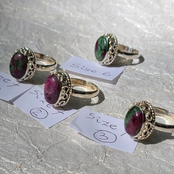 Ruby Zoisite ring sterling silver -Unique gemstone ring - Picture 16 of 16